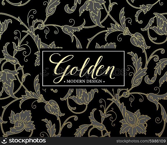 Luxury background with gold frame. Vector illustration. Luxury seamless background with gold frame. Vector illustration EPS10