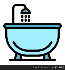 Luxury bathtub icon. Outline luxury bathtub vector icon color flat isolated. Luxury bathtub icon color outline vector