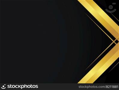 Luxury black background and metallic gold line design. vector illustration