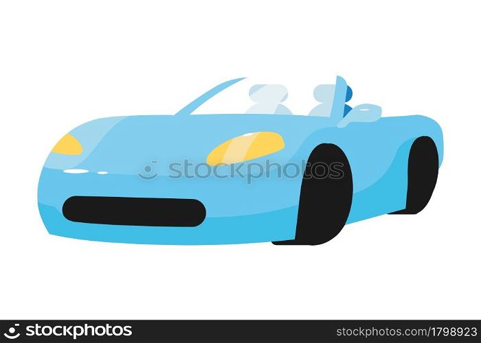 Luxury blue car semi flat color vector object. Full sized item on white. Cabriolet car. Sport automobile without roof isolated modern cartoon style illustration for graphic design and animation. Luxury blue car semi flat color vector object
