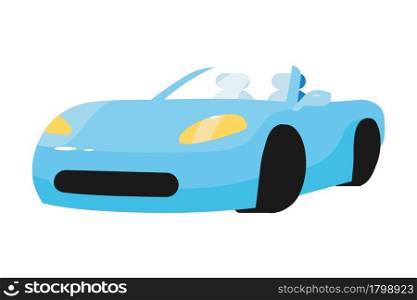 Luxury blue car semi flat color vector object. Full sized item on white. Cabriolet car. Sport automobile without roof isolated modern cartoon style illustration for graphic design and animation. Luxury blue car semi flat color vector object
