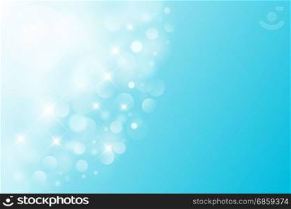 Luxury bright abstract summer sky background blue magical lights, bokeh, Vector Illustration, copy space