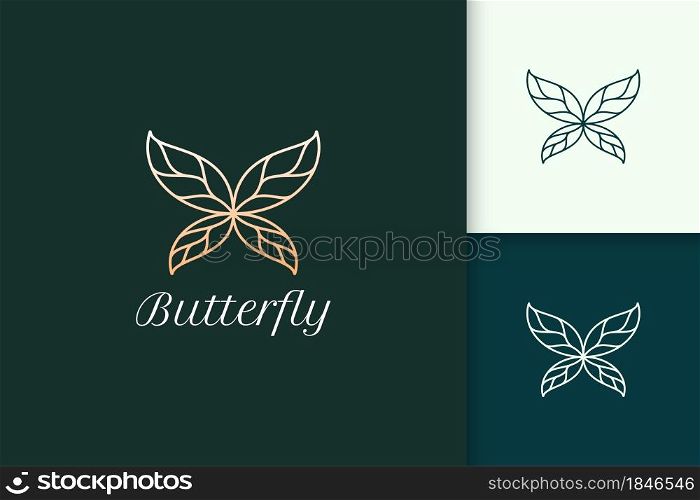 Luxury butterfly with leaf wing for beauty and fashion brand