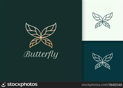 Luxury butterfly with leaf wing for beauty and fashion brand