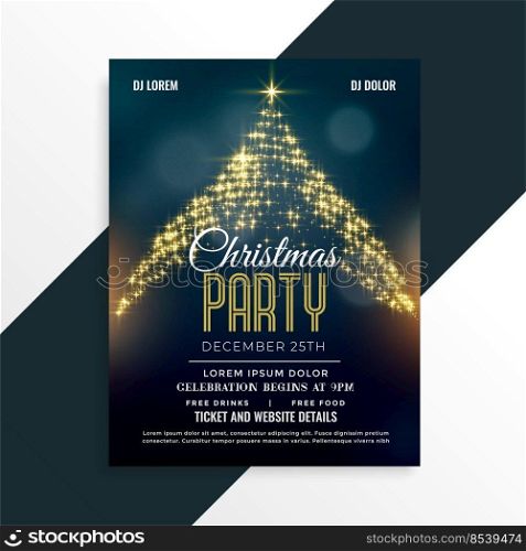 luxury christmas sparkle tree flyer design template