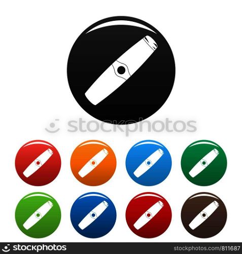 Luxury cigar icons set 9 color vector isolated on white for any design. Luxury cigar icons set color