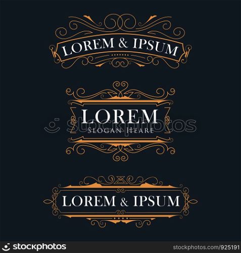 Luxury crown frame modern vector logos flourishes calligraphy elegant template