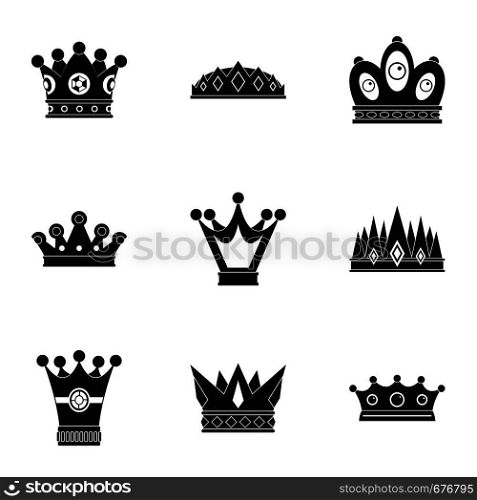 Luxury crown icon set. Simple set of 9 luxury crown vector icons for web isolated on white background. Luxury crown icon set, simple style