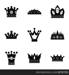 Luxury crown icon set. Simple set of 9 luxury crown vector icons for web isolated on white background. Luxury crown icon set, simple style