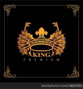 Luxury Crown of the golden winged king design vector illustration