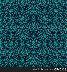 Luxury Damask seamless pattern. Blue color. Vector illustrations EPS10