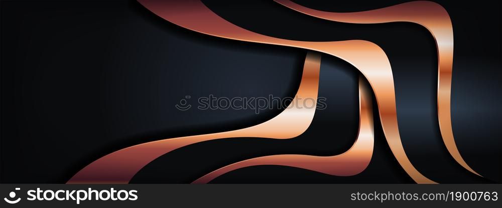 Luxury Dark Background Combined with Dynamic Golden Lines and Overlap Layer Style. Graphic Design Element.