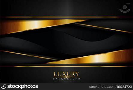 Luxury dark background with golden lines composition. Graphic design element. Vector illustration