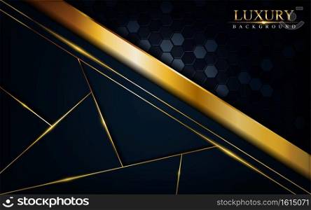 Luxury dark background with golden lines composition. Graphic design element. Vector illustration