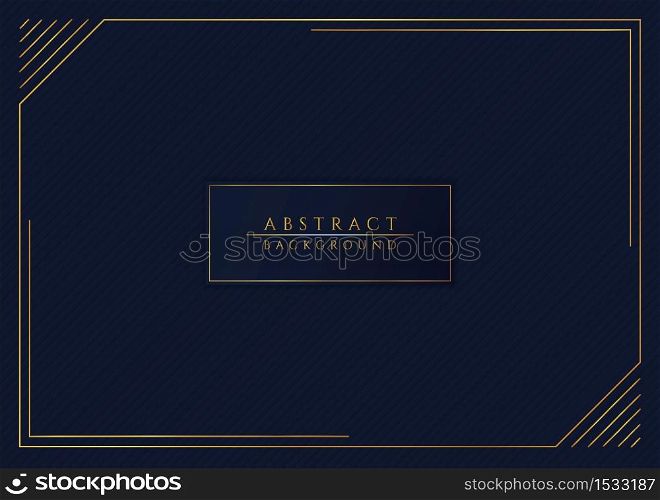 Luxury dark blue overlap layer pattern background line gold design with space for content. vector illustration.
