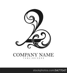 Luxury defined engraved number 2 monogram logo outline vector illustrations for your work logo, merchandise t-shirt, stickers and label designs, poster, greeting cards advertising business company or brands