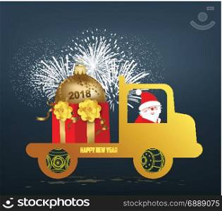 Luxury elegant Merry Christmas and happy new year gift poster. Confetti and christmas gold ball