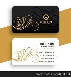luxury floral golden business card design template