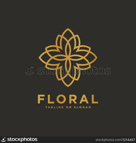 Luxury flower logo related to Boutique, Hotel, Restaurant, Jewelry, Resort or Interior. Floral emblem design. Flower icon concept.