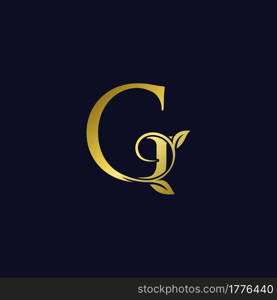 Luxury G Initial Letter Logo gold color, vector design concept ornate swirl floral leaf ornament with initial letter alphabet for luxury style.