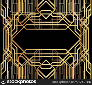 Luxury geometric background with space for text. Vector illustrated vintage wedding invitation, greeting card in art deco.