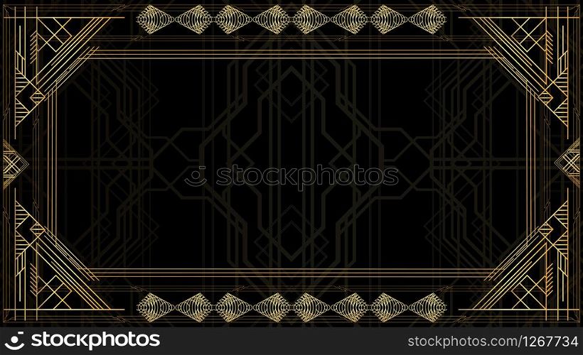 Luxury geometric background with space for text. Vector illustrated vintage wedding invitation, greeting card in art deco.