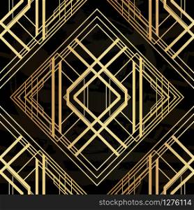Luxury geometric seamless pattern background. Vector illustrated vintage wedding invitation, greeting card. Abstract art deco with gold colored crayon drawing on the background.