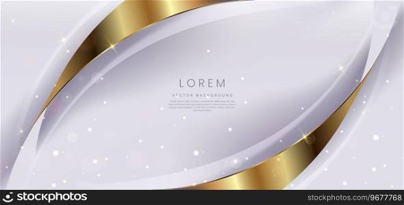 Luxury gold and white curved lines background and lighting effect sparkle. You can use for ad, poster, template, business presentation. Vector illustration