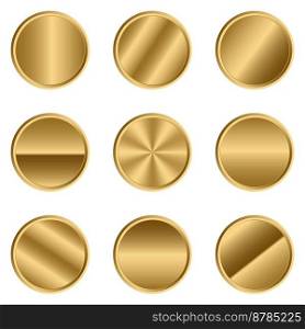 Luxury gold circle button. Gold circle. Realistic metal button. Vector illustration