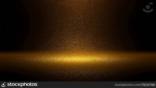 Luxury Gold glitter particles on black background. Golden glowing lights magic effects. Glow sparkles, vector illustration. Glitz dust. Luxury Gold glitter particles on black background. Golden glowing lights magic effects. Glow sparkles, vector illustration.