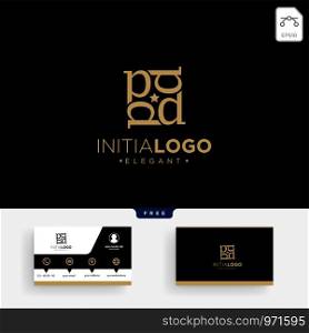 Luxury gold initial D logo template vector illustration and business card design. Luxury gold initial D logo template and business card