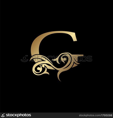 Luxury Gold Letter G Floral Leaf Logo Icon, Classy Vintage vector design concept for emblem, wedding card invitation, brand identity, business card initial, Restaurant, Boutique, Hotel and more luxuries business identity.