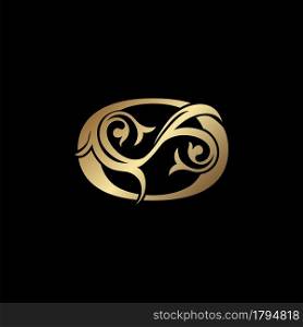 Luxury Gold Letter O Floral Leaf Logo Icon, Classy Vintage vector design concept for emblem, wedding card invitation, brand identity, business card initial, Restaurant, Boutique, Hotel and more luxuries business identity.