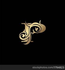 Luxury Gold Letter P Floral Leaf Logo Icon, Classy Vintage vector design concept for emblem, wedding card invitation, brand identity, business card initial, Restaurant, Boutique, Hotel and more luxuries business identity.