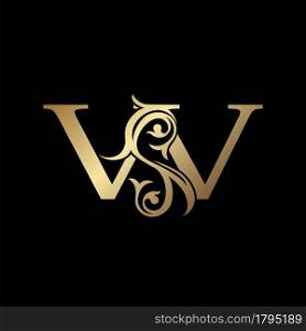 Luxury Gold Letter W Floral Leaf Logo Icon, Classy Vintage vector design concept for emblem, wedding card invitation, brand identity, business card initial, Restaurant, Boutique, Hotel and more luxuries business identity.