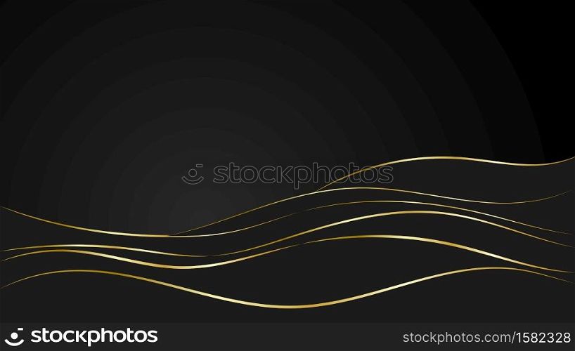 Luxury gold shiny wave vector on dark background illustration