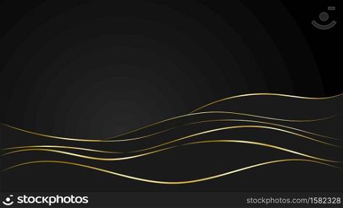 Luxury gold shiny wave vector on dark background illustration