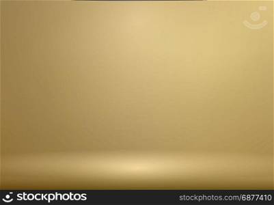 Luxury Gold Studio room background with Spotlights well use as Business backdrop, Template mock up for display of product, Vector illustration