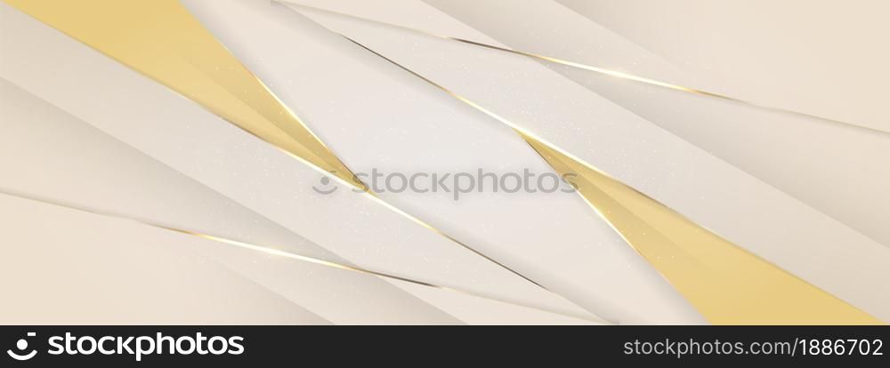 Luxury Golden Background with Soft Gradient and Dynamic Lines Shape. Realistic 3d Paper Cut Style Concept. Usable for Background, Wallpaper, Banner, Poster, Brochure, Card, Web, Presentation. Graphic Design Element.