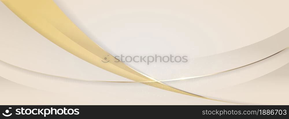 Luxury Golden Background with Soft Gradient and Dynamic Lines Shape. Realistic 3d Paper Cut Style Concept. Usable for Background, Wallpaper, Banner, Poster, Brochure, Card, Web, Presentation. Graphic Design Element.
