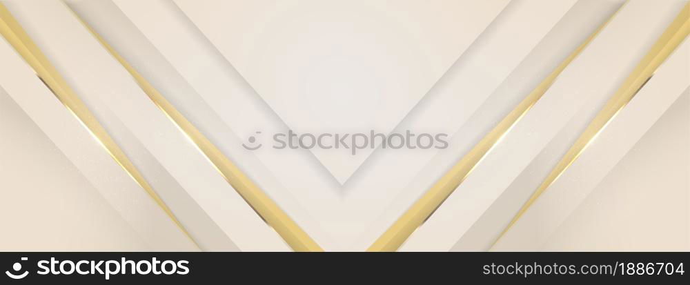 Luxury Golden Background with Soft Gradient and Dynamic Lines Shape. Realistic 3d Paper Cut Style Concept. Usable for Background, Wallpaper, Banner, Poster, Brochure, Card, Web, Presentation. Graphic Design Element.