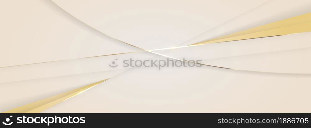 Luxury Golden Background with Soft Gradient and Dynamic Lines Shape. Realistic 3d Paper Cut Style Concept. Usable for Background, Wallpaper, Banner, Poster, Brochure, Card, Web, Presentation. Graphic Design Element.