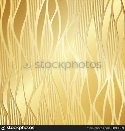 Luxury golden floral wallpaper. Luxury golden wallpaper. Vintage wave pattern Vector background.