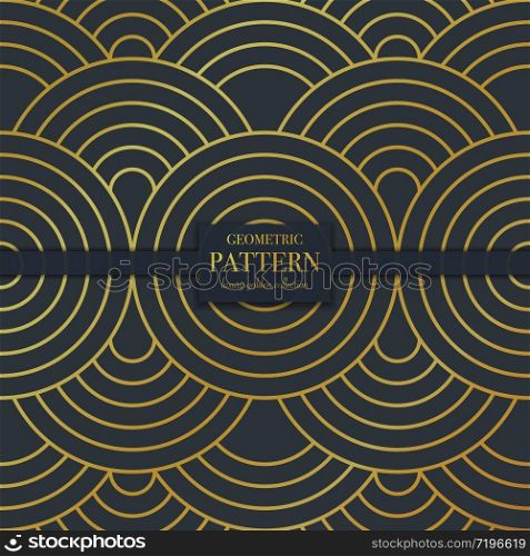 Luxury golden geometric seamless pattern. Abstract texture background, fashion style vector illustration for wallpaper, flyer, cover, design template. Realistic premium minimalistic ornament, backdrop