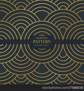Luxury golden geometric seamless pattern. Abstract texture background, fashion style vector illustration for wallpaper, flyer, cover, design template. Realistic premium minimalistic ornament, backdrop
