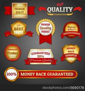 Luxury golden premium quality products best choice labels set isolated vector illustration