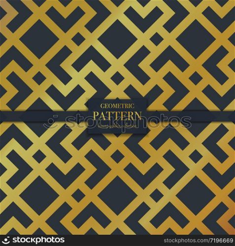 Luxury golden seamless geometric pattern. Abstract line background, fashion style vector illustration for wallpaper, flyer, cover, design template. Realistic premium minimalistic ornament, backdrop.