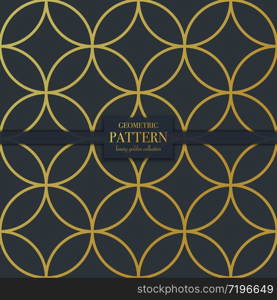 Luxury golden seamless geometric pattern. Abstract ornamental texture background, fashion style vector illustration for wallpaper, flyer, cover, design template. Realistic premium minimalistic ornament, backdrop.