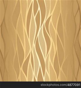 Luxury golden wave wallpaper. Luxury golden wallpaper. Vintage seamless wave pattern Vector background.