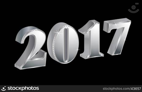 Luxury Happy New Year 2017 on black background. Vector illustration